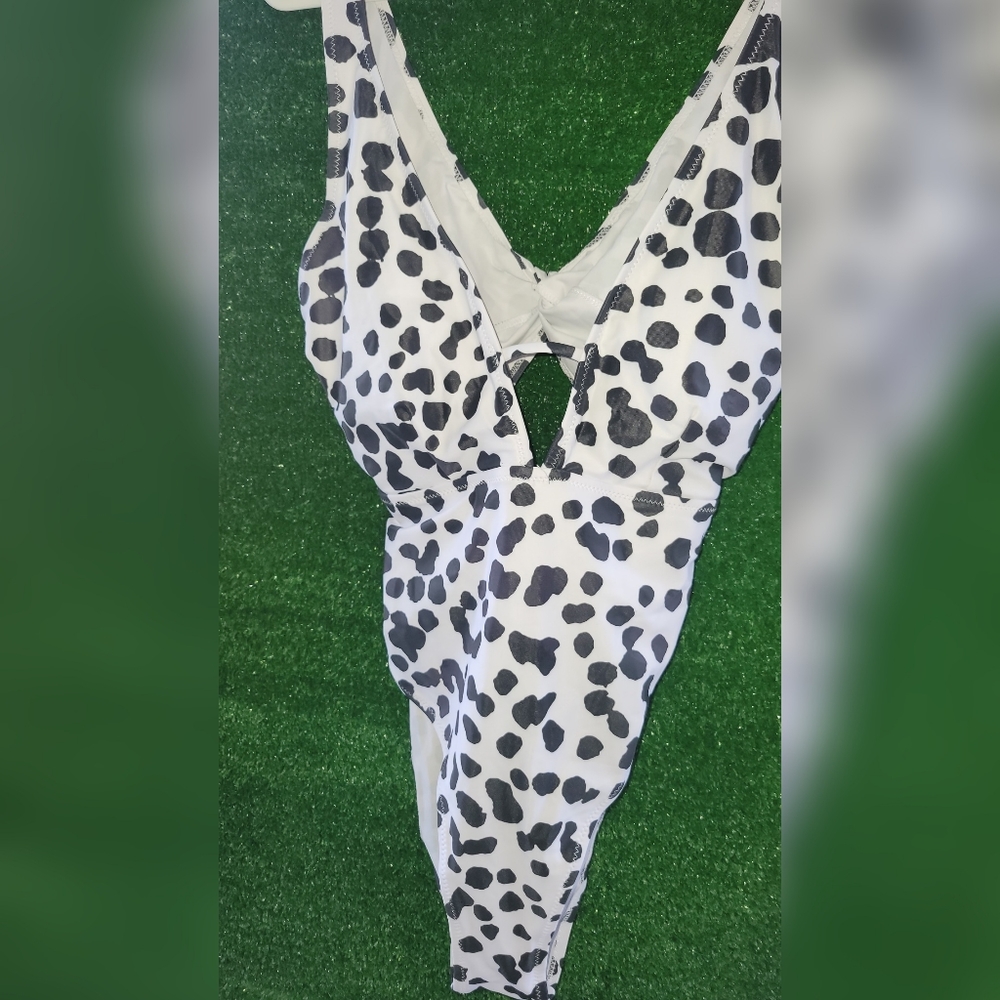whole swimsuit.  cow print white color